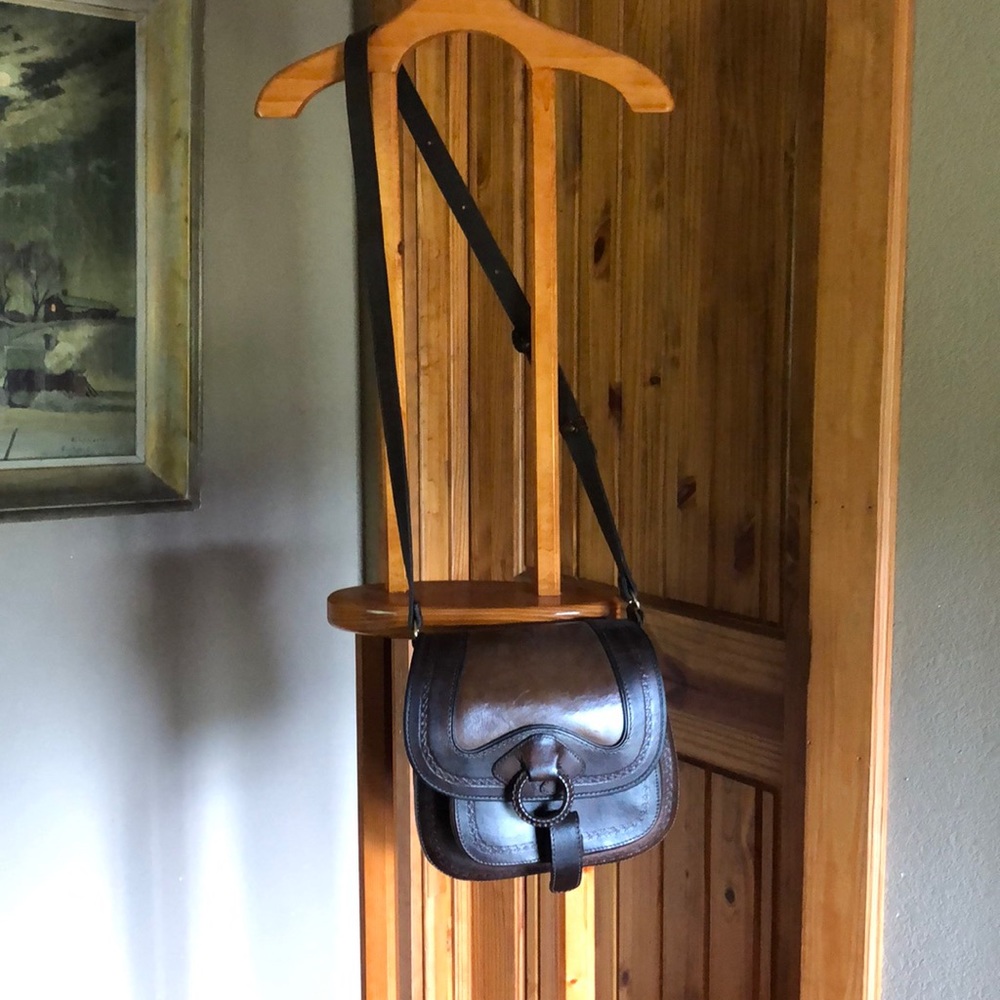 All leather hand tooled western purse